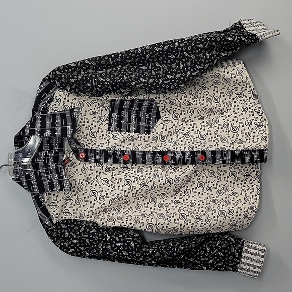 Musical Notes Button Down Shirt Flip cuffs - Picture 1 of 4